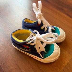 Vintage 1992 Fisher Price Shawn Toddler Size 4 Navy Blue Canvas High Top Sneaker